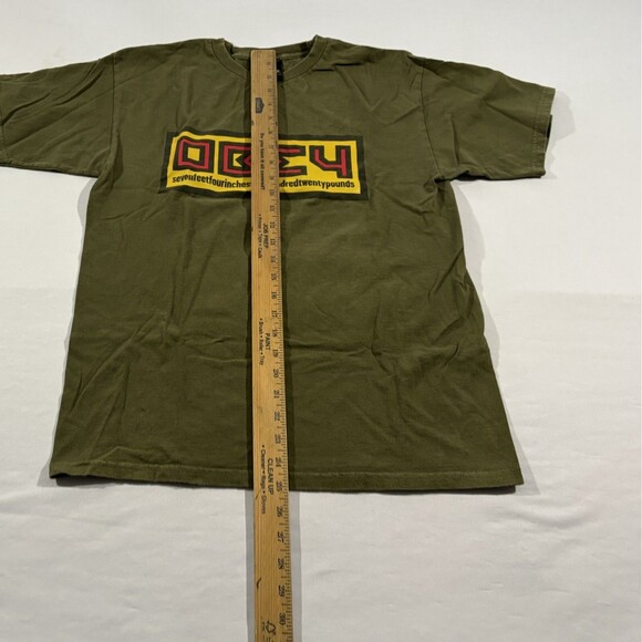 Obey Green Mens Box Logo Vintage Short Sleeve Crew Cotton T-shirt Tee Sz M - Picture 4 of 9